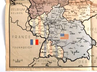 Deutschland nach 1945, Germany: Karte der Besatzungs-Zonen, Maße: 42 x 52 cm, stärker gebraucht