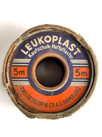 "Leukoplast Kautschik Heftpflaster" , leere Packung, gehört so unter anderem in den Verbandkasten