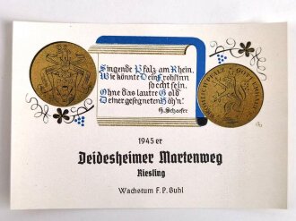 Etikett für eine Weinflasche "1945er Deidesheimer Martenweg"