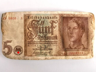 Bündel Geldscheine " 5 Reichsmark" zusammengebacken