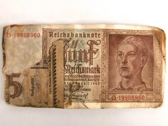 Bündel Geldscheine " 5 Reichsmark" zusammengebacken