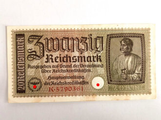 Reichsbanknote 20 Reichsmark aus der Zeit des 2.Weltkrieg