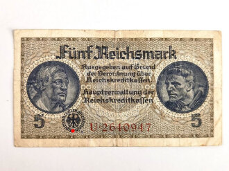 Reichsbanknote 5 Reichsmark aus der Zeit des 2.Weltkrieg