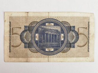 Reichsbanknote 5 Reichsmark aus der Zeit des 2.Weltkrieg