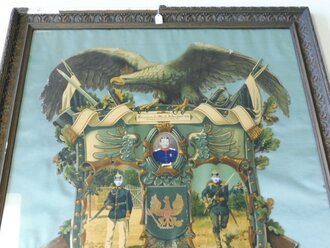 Schiesspreis Preussen, Infanterie Rgt. 78. Gerahmte, erhabene Pappe auf Seide,Maße 98 x 80cm, sehr dekorativ