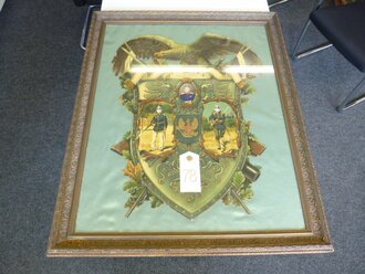 Schiesspreis Preussen, Infanterie Rgt. 78. Gerahmte, erhabene Pappe auf Seide,Maße 98 x 80cm, sehr dekorativ