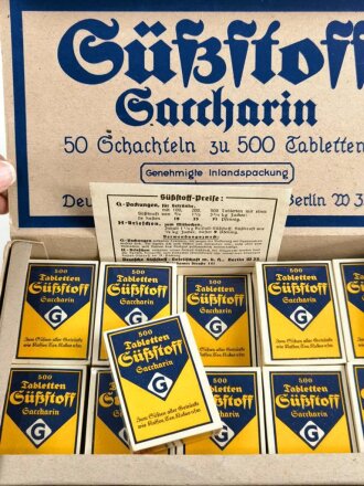 Pack "500 Tabletten Süßstoff Saccarin" ungeöffnet. Ein ( 1 ) Stück aus der originalem Umverpackung