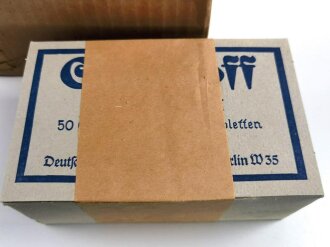 Kompletter Karton mit 50 Schachteln zu "200 Tabletten Süßstoff Saccarin"  Sehr guter Zustand, sie erhalten einen Karton aus der originalen Umverpackung