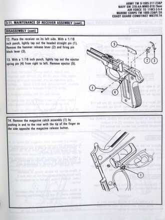 U.S. Technical Manual 9-1005-317-23&P "Pistol, Semiautomatic, 9mm, M9" used, U.S. 1987 dated