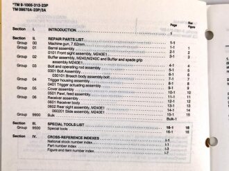 U.S. Technical Manual 9-1005-313-23P "Machine Gun, 7.62MMl" 30 pages, used, U.S. 1988 dated