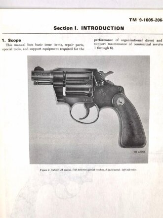 U.S. Technical Manual 9-1005-206-14P/1 "Revolver, Caliber .38 Special" 39 pages, used, U.S. 1971 dated