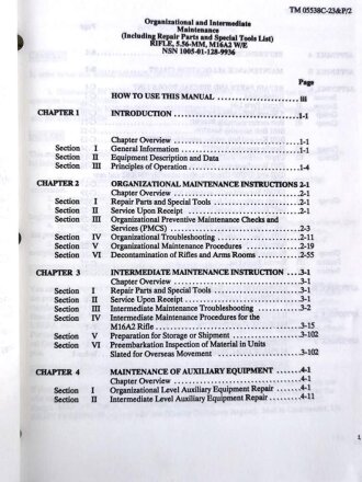 U.S. Technical Manual 9-1005-319-23&P "Rifle, 5.56-MM, M16A2 W/E" used, U.S. 1987 dated