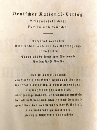 "Ehrendenkmal der Deutschen Armee und Marine", Folio-Prachtband in den Maßen 26x33cm mit 511 Seiten