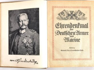 "Ehrendenkmal der Deutschen Armee und Marine", Folio-Prachtband in den Maßen 26x33cm mit 511 Seiten