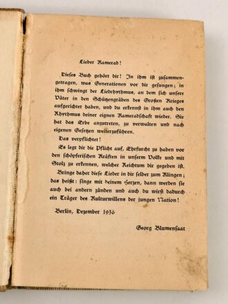 "Lied über Deutschland" datiert 1936, 180 Seiten, stärker gebraucht
