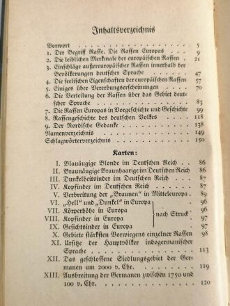 "Kleine Rassenkunde des deutschen Volkes" datiert 1936, 153 Seiten, DIN A5, gebraucht