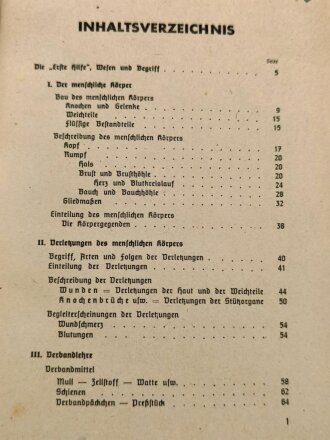 "Amtliches Unterrichtsbuch über Erste Hilfe", datiert 1941, 263 Seiten, gebraucht