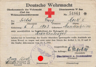 Deutsche Wehrmacht, Dienstausweis " ist berechtigt die Armbinde zu tragen", ausgestellt 1945