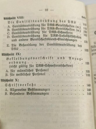 "Dienstvorschrift für das Deutsche Rote Kreuz", datiert 1938 ca. 200 Seiten, gebraucht, kleinformat