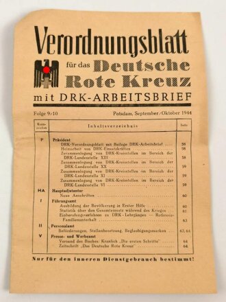 Das Deutsche Roten Kreuz Verordnungsblatt, Folge 9/10. September/Oktober 1944