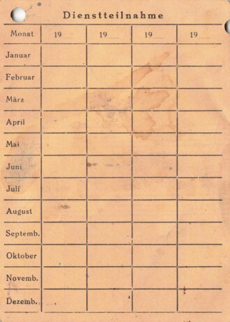 Dienstkarte des BDM, Gebiet Hessen-Nassau, eingestellt 1942
