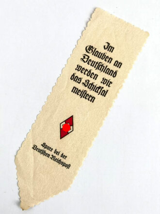 Lesezeichen Hitler-Jugend " Spare bei der Deutschen Reichspost" Gesamthöhe 22cm