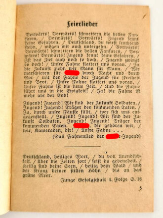 "Pflichtlieder der Hitler Jugend" 32 Seiten, Kleinformat