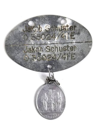 Kriegsmarine, Erkennungsmarke  aus Zink eines Angehörigen  " Jakob Schuster 0.35024/41E