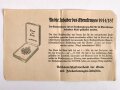 Ehrenkreuz für Frontkämpfer mit Urkunde und Beiblatt