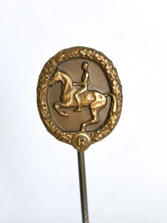 Miniatur, Deutsches Reiterabzeichen in Bronze, Größe 16 mm