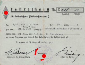 Umfangreiches Papierkonvolut eines Hitler-Jugend Angehörigen aus Bad Schwalbach.