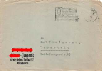 Hitler-Jugend, Gebiet Hessen-Nassau "Verfügung! Wird wegen Interessenlosigkeit aus den Listen der HJ gestrichen" mit Briefumschlag