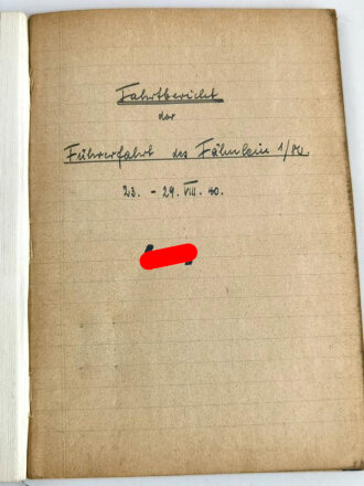 Führerfahrt der Fähnlein 1/80 vom 23. bis 29,8.1940 - Fahrbericht, mit Bildern, DIN A5