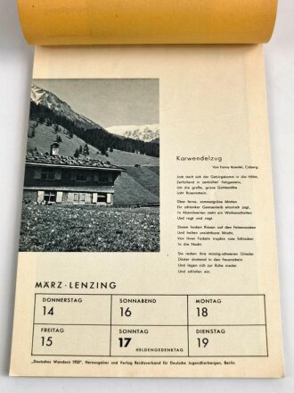 Reichsverband für Deutsche Jugendherbergen, Wandkalender "Deutsches Wandern 1935"