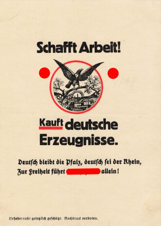 Ansichtskarte "Schafft Arbeit! Kauft deutsche Erzeugnisse"