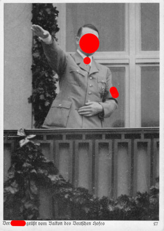 Ansichtskarte Reichsparteitag Nürnberg "Der Führer grüßt vom Balkon des Deutschen Hofes"