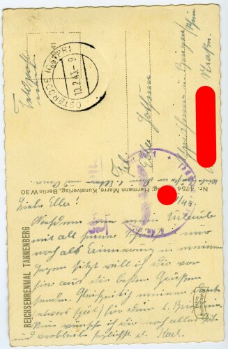 Ansichtskarte "Reichsehrenmal Tannenberg" gelaufen 1943