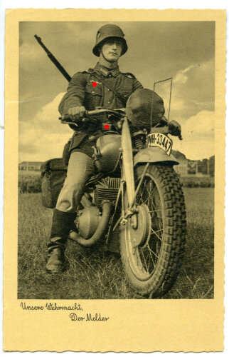 Ansichtskarte "Unsere Wehrmacht, der Melder" gelaufen 1940