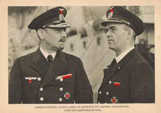 Ansichtskarte "Generaladmiral Carls im Gespräch mit Sdmiral Schniewind - Chef der Seekreigsleitung"