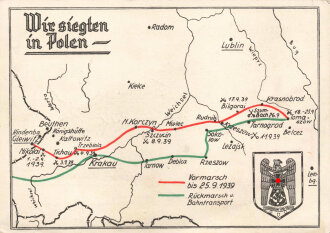 Ansichtskarte "Wir siegten in Polen" Feldpostkarte gelaufen 1941