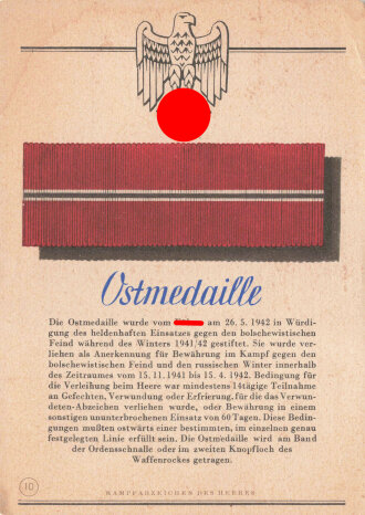 Ansichtskarte "Ostmedaille"