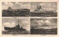 Ansichtskarte "U-Boot, Schlachtschiff, Zerstörer, Schnellboot"