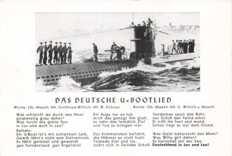Ansichtskarte "Das Deutsche U-Bootlied", Rückseite Klebereste