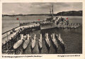 Ansichtskarte "Uboot-Begleitschiff und U-Boot-Flotte" Rückseite Klebereste