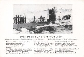 Ansichtskarte "Das Deutsche U-Bootlied" Rückseite Klebereste