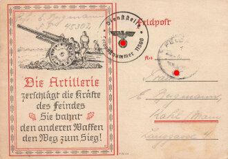 Ansichtskarte "Die Artillerie" gelaufen 1942