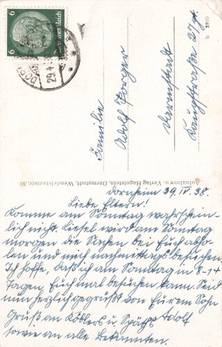 Ansichtskarte "Unterkunft der Reichsarbeitsdienstabteilung 4/254, Dornheim" gelaufen 1938