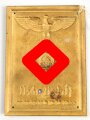 Buntmetallplakette Reichsarbeitsdienst " Arbeit adelt" Maße 8 x 11,5cm