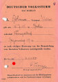 Deutscher Volkssturm Gau Berlin Bescheid über Zurückstellug von 1944