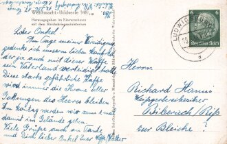 Ansichtskarte "Einsatzbereites gedecktes SMG auf Beobachtungsposten" gelaufen 1938